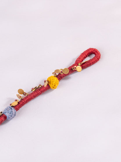 Maroon Thread Ball Anklets