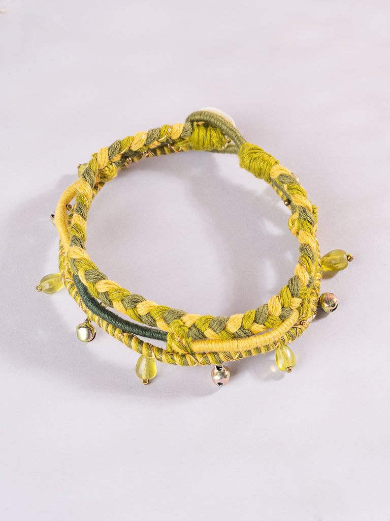 3 Layer Buho Green Anklet