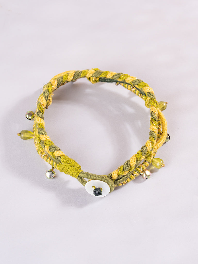 3 Layer Buho Green Anklet