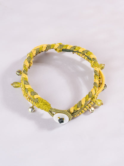 3 Layer Buho Green Anklet