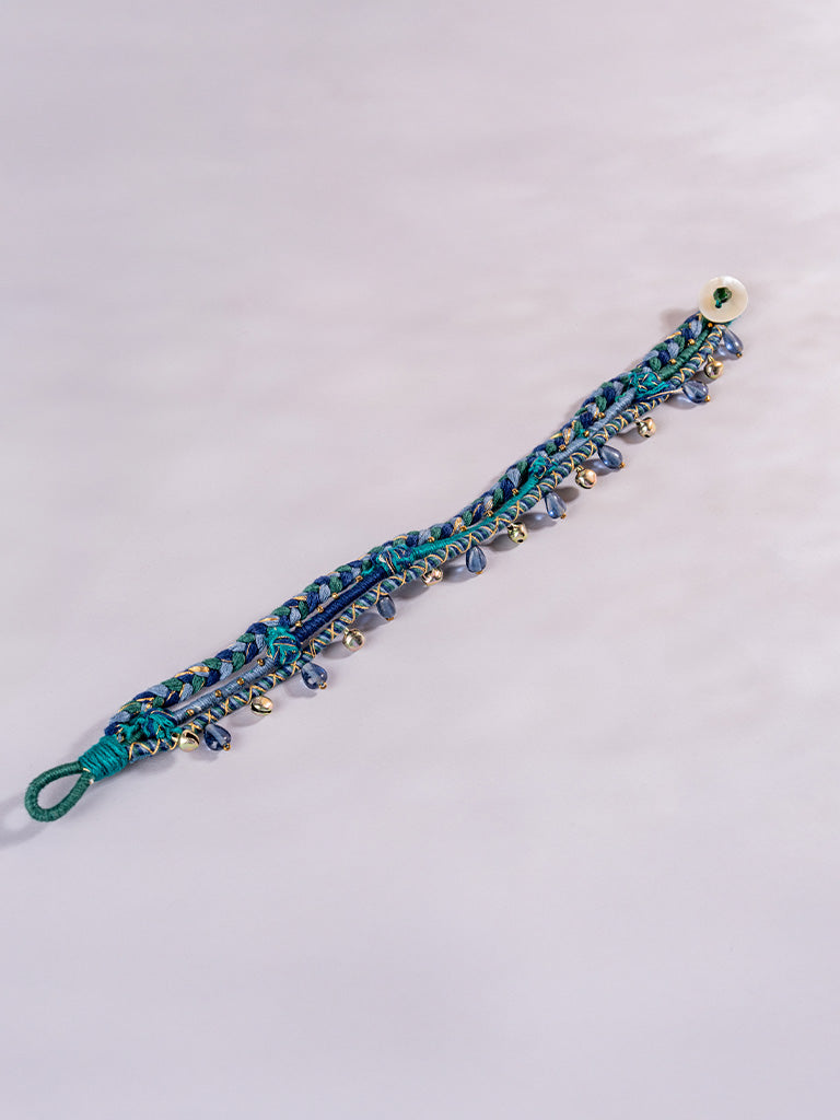 3 Layer Buho Blue Anklet