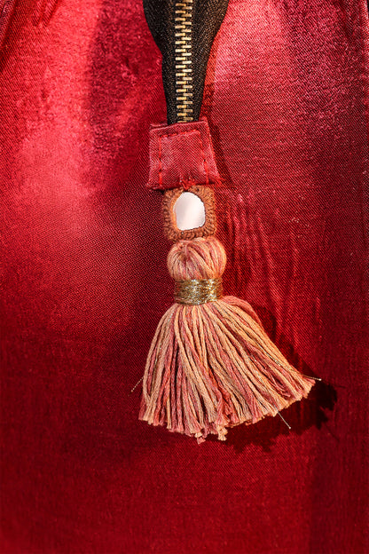 Floral Applique Marron Tote Bag