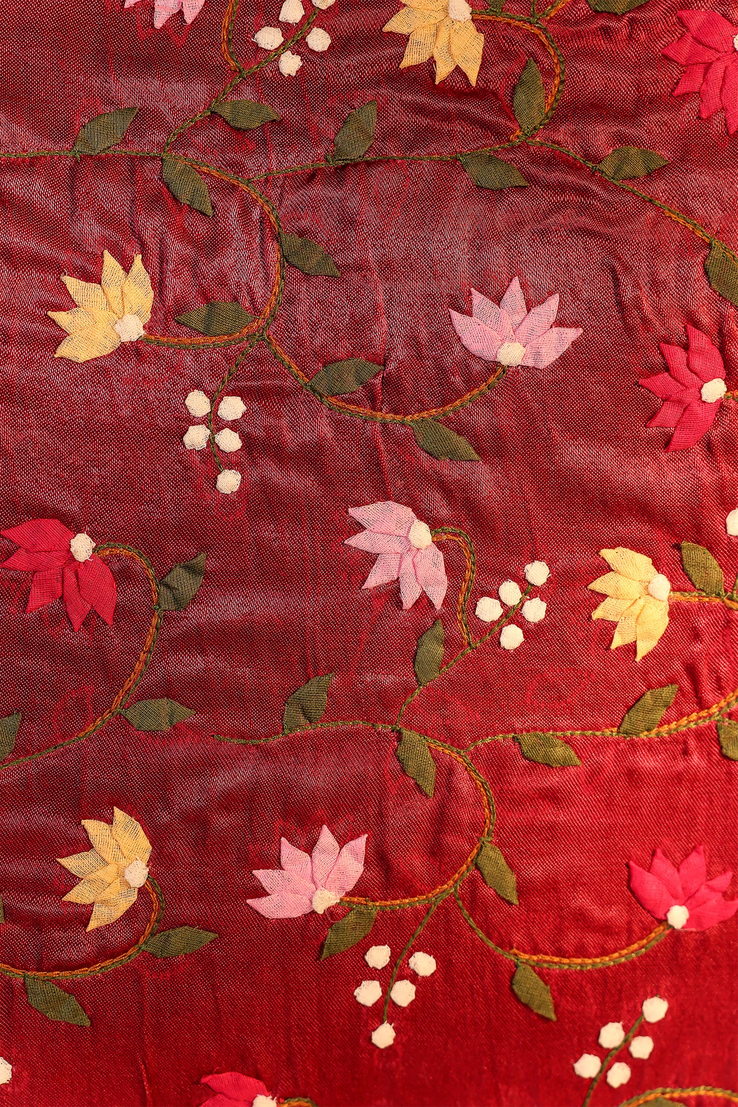 Floral Applique Marron Tote Bag