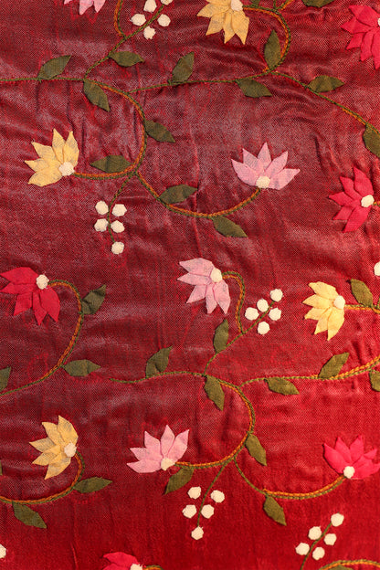 Floral Applique Marron Tote Bag