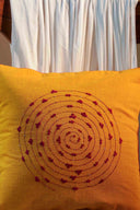 Handmade yellow embroidered cushion cover for bedroom décor
