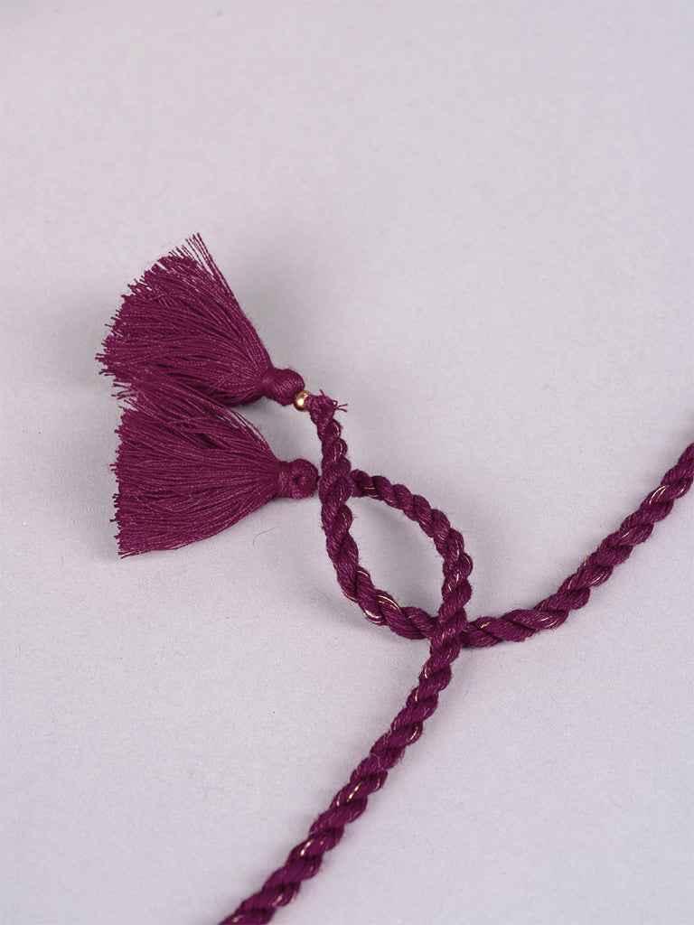 Multi Rectangular Mirror Choker with Purple Dori