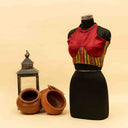 Maroon Mashru Blouse with Kutchi Embroidery & Mirror Work