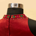 Maroon Mashru Blouse with Kutchi Embroidery & Mirror Work