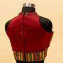 Maroon Mashru Blouse with Kutchi Embroidery & Mirror Work