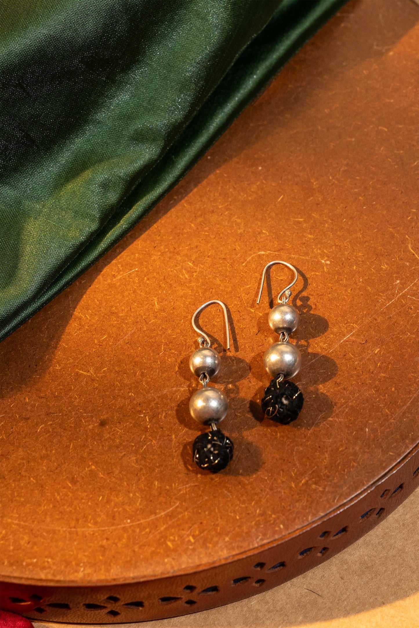 Black Oxidised Thread Ball Dangler