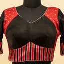 Black & Red Mashru Blouse with Tikki Work & Blanket Stitch | Craftroots