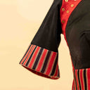 Black & Red Mashru Blouse with Tikki Work & Blanket Stitch | Craftroots