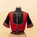 Black & Red Mashru Blouse with Tikki Work & Blanket Stitch | Craftroots