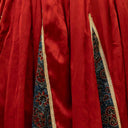 Red Modal Chaniya with Ajrakh Block Print Border & Patches | 8 Metre