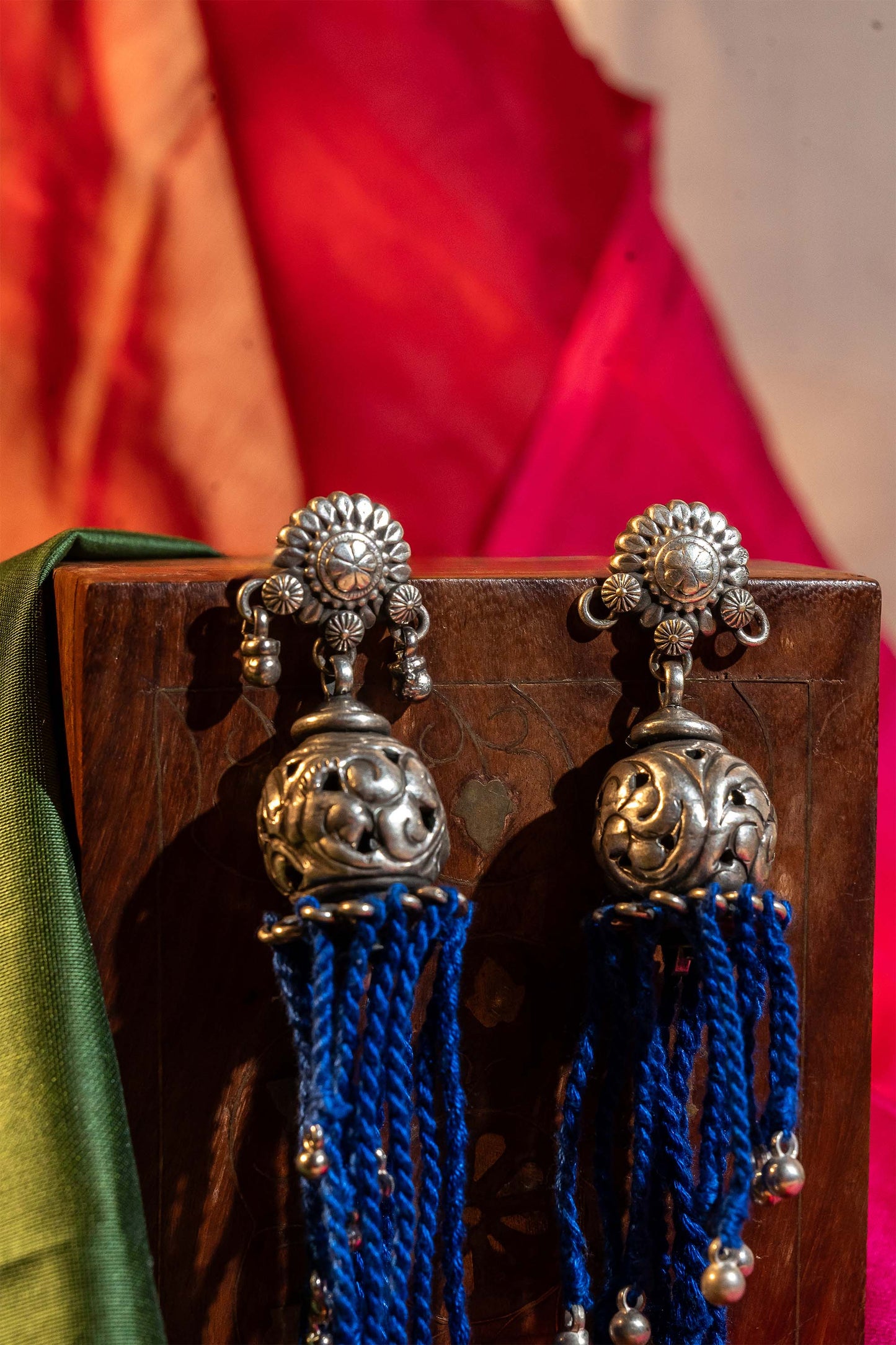 Blue Twisted Thread Jhumki