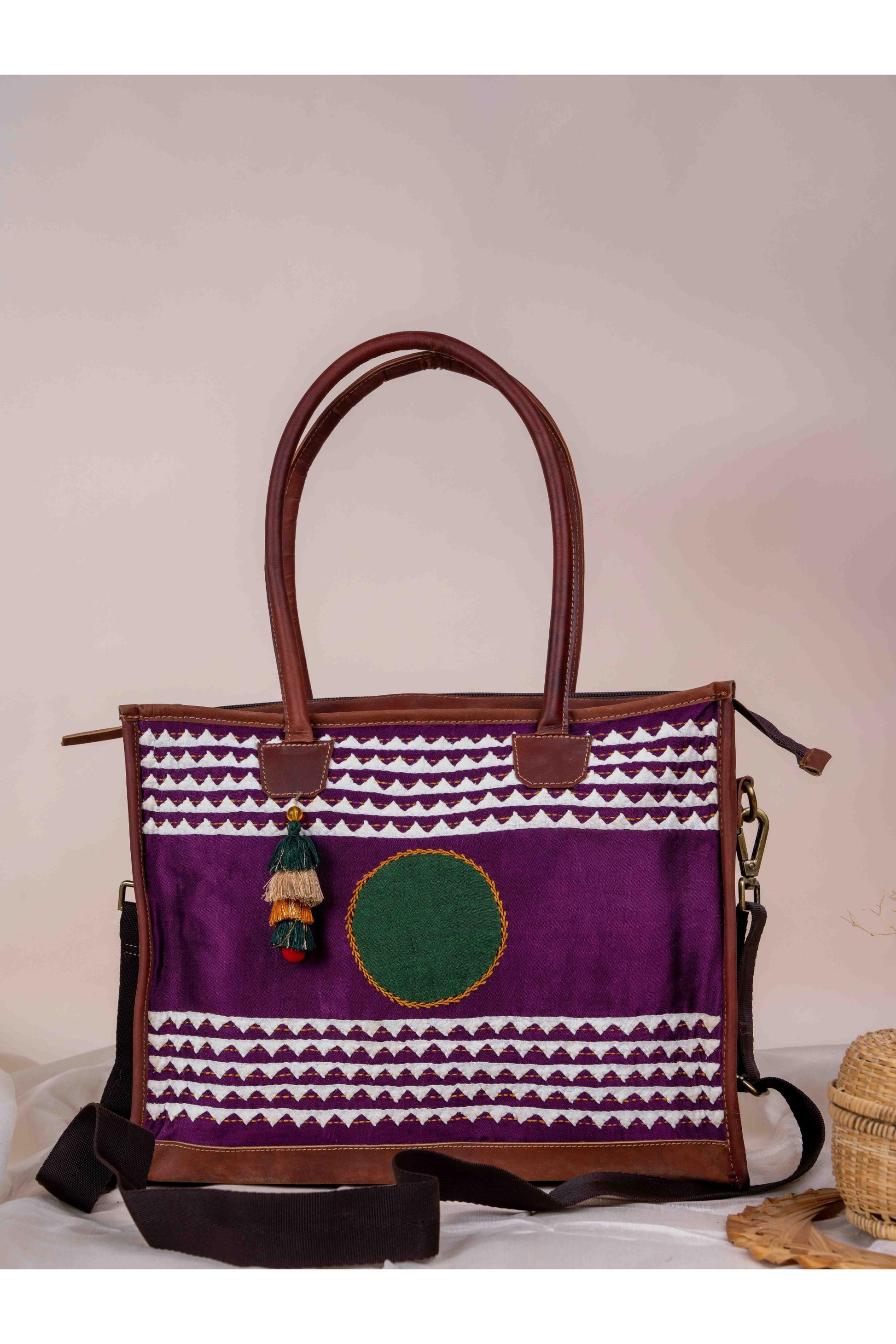 Purple Applique Tote Bag