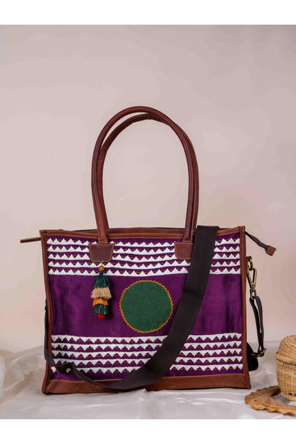 Purple Applique Tote Bag