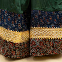 Green Modal Chaniya with Ajrakh Block Print Border & Tassels | 8 Metre