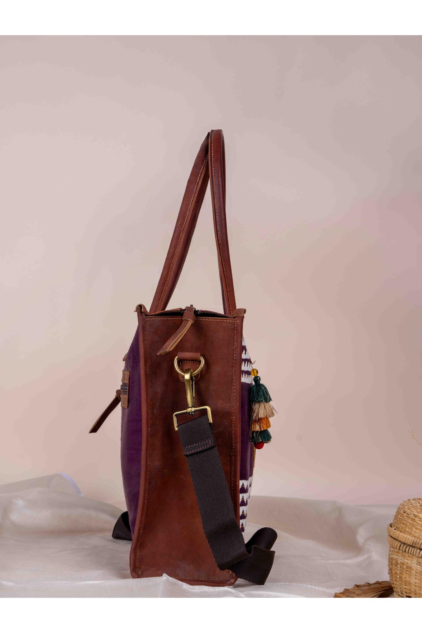 Purple Applique Tote Bag