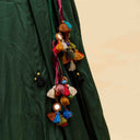 Green Modal Chaniya with Ajrakh Block Print Border & Tassels | 8 Metre