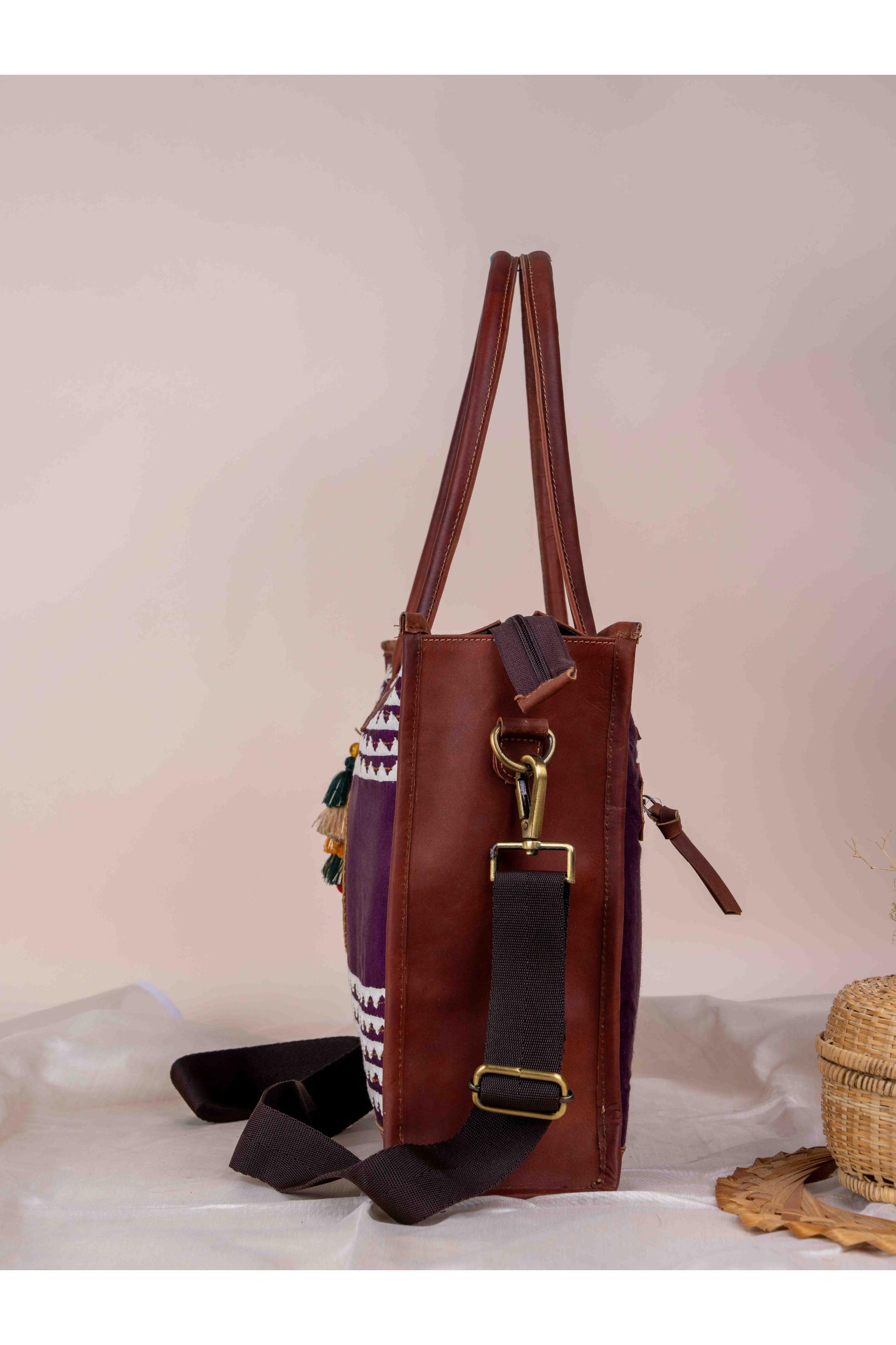 Purple Applique Tote Bag