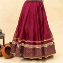 Pink Chanderi Chaniya with Lumpi & Ajrakh Border | 8 Metre