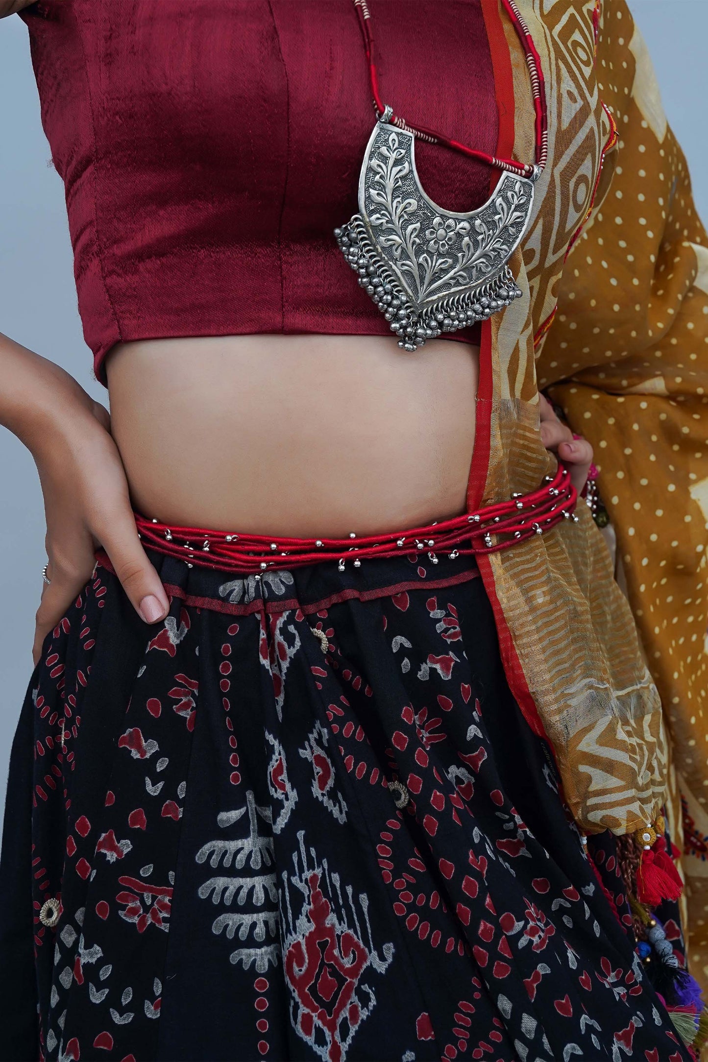 Red Multi Layered Waist Belt