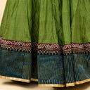 Green Chanderi Chaniya with Ajrakh & Dabu Print Border | 8 Metre