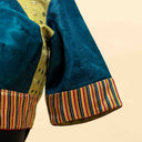 Olive & Teal Mashru Blouse with Tikki Work & Blanket Stitch | Craftroots