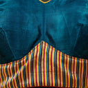 Olive & Teal Mashru Blouse with Tikki Work & Blanket Stitch | Craftroots