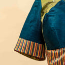 Olive & Teal Mashru Blouse with Tikki Work & Blanket Stitch | Craftroots