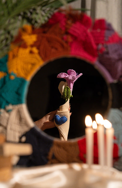 White and Lavender Crochet Bouquet