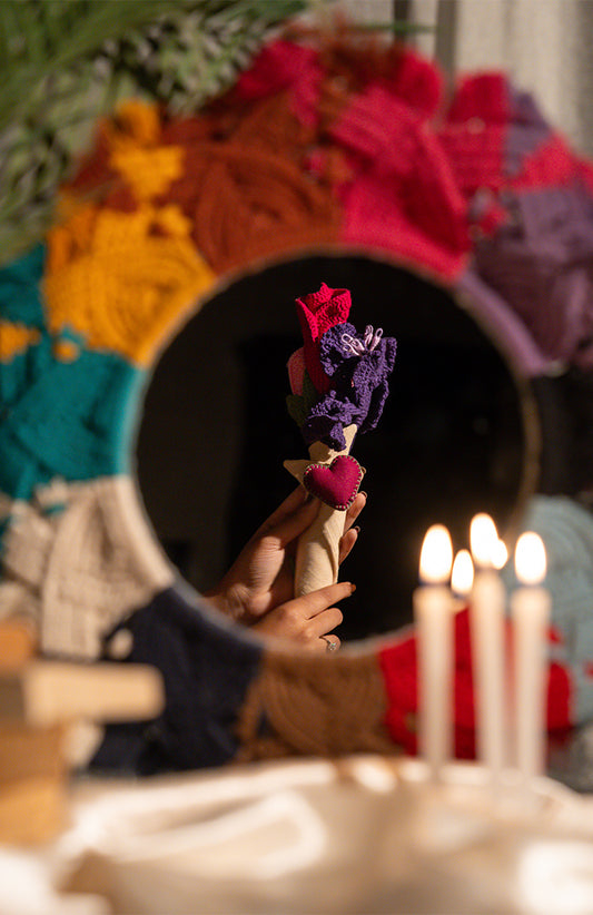 Classic Pink and Purple Crochet Flowers Bouquet