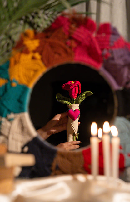 Pink and Red Rose Crochet Bouquet