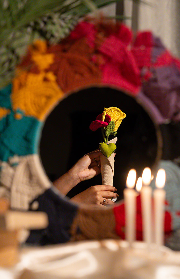 Classic Crochet Bouquet With Heart Pin