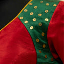 Red & Green Mashru Blouse with Tikki Work & Blanket Stitch | Craftroots