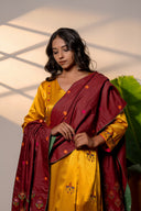 Handwoven Burgundy Dupatta With Exquisite Aari Embroidery