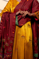 Handwoven Burgundy Dupatta With Exquisite Aari Embroidery