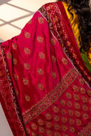 Handwoven and Hand-Embroidered Elegant Pink Dupatta