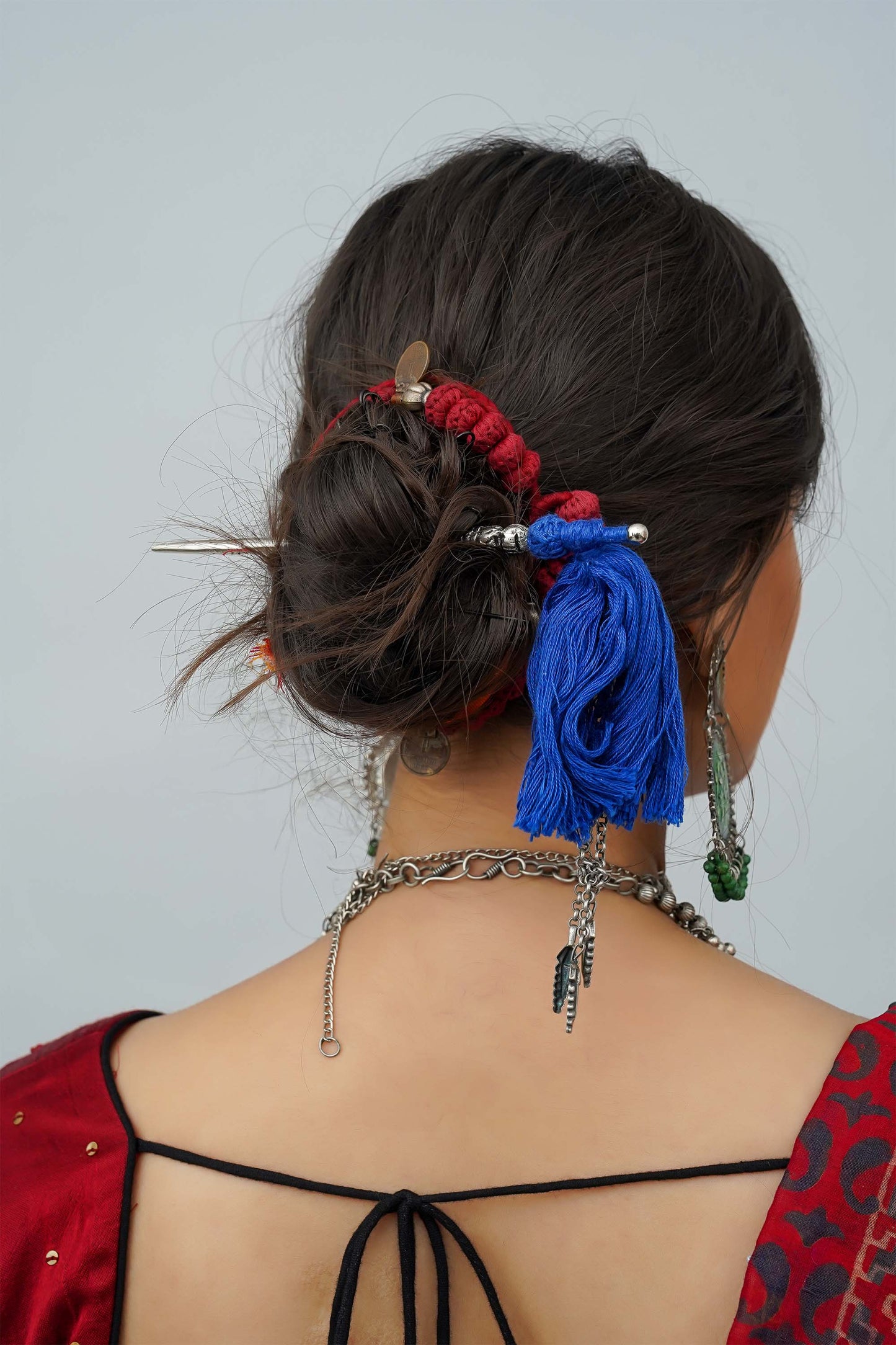 Blue Tassels Hair Stick