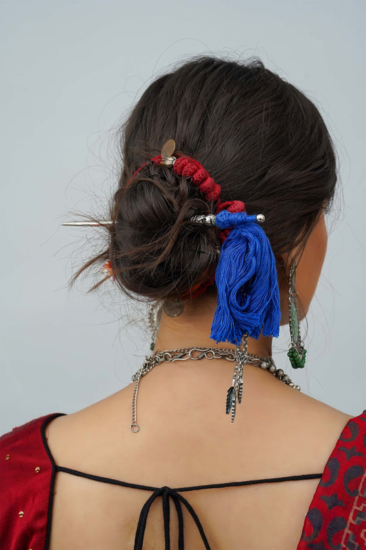 Blue Tassels Hair Stick