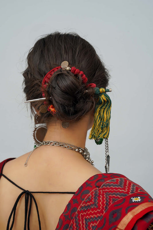 Green Tassels Hair Stick
