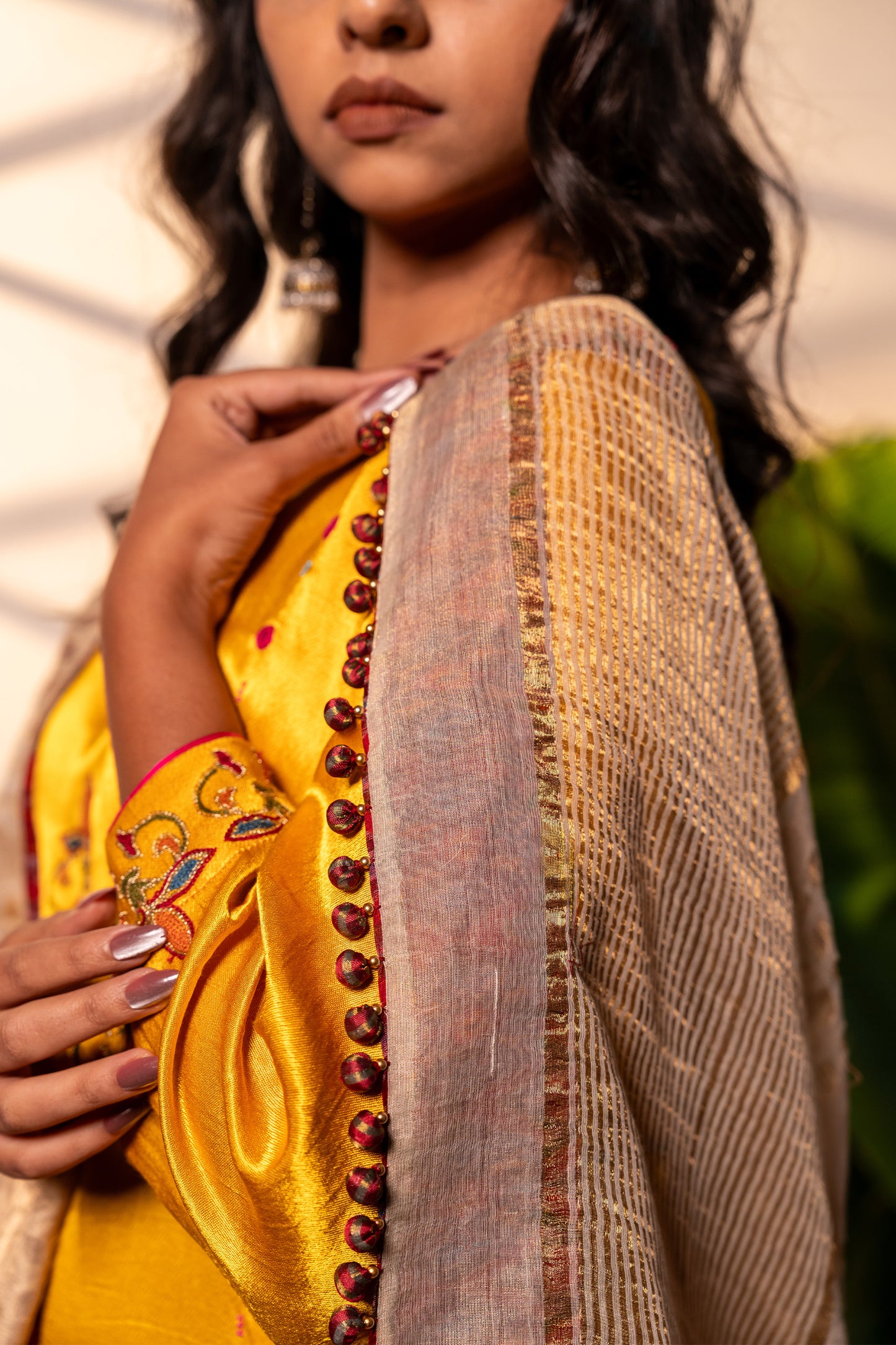 Ivory Tissue Hand-Cut Applique Festive Dupatta