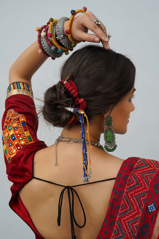 Blue String Hair Stick