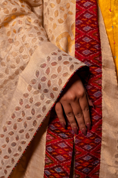 Ivory Tissue Hand-Cut Applique Festive Dupatta