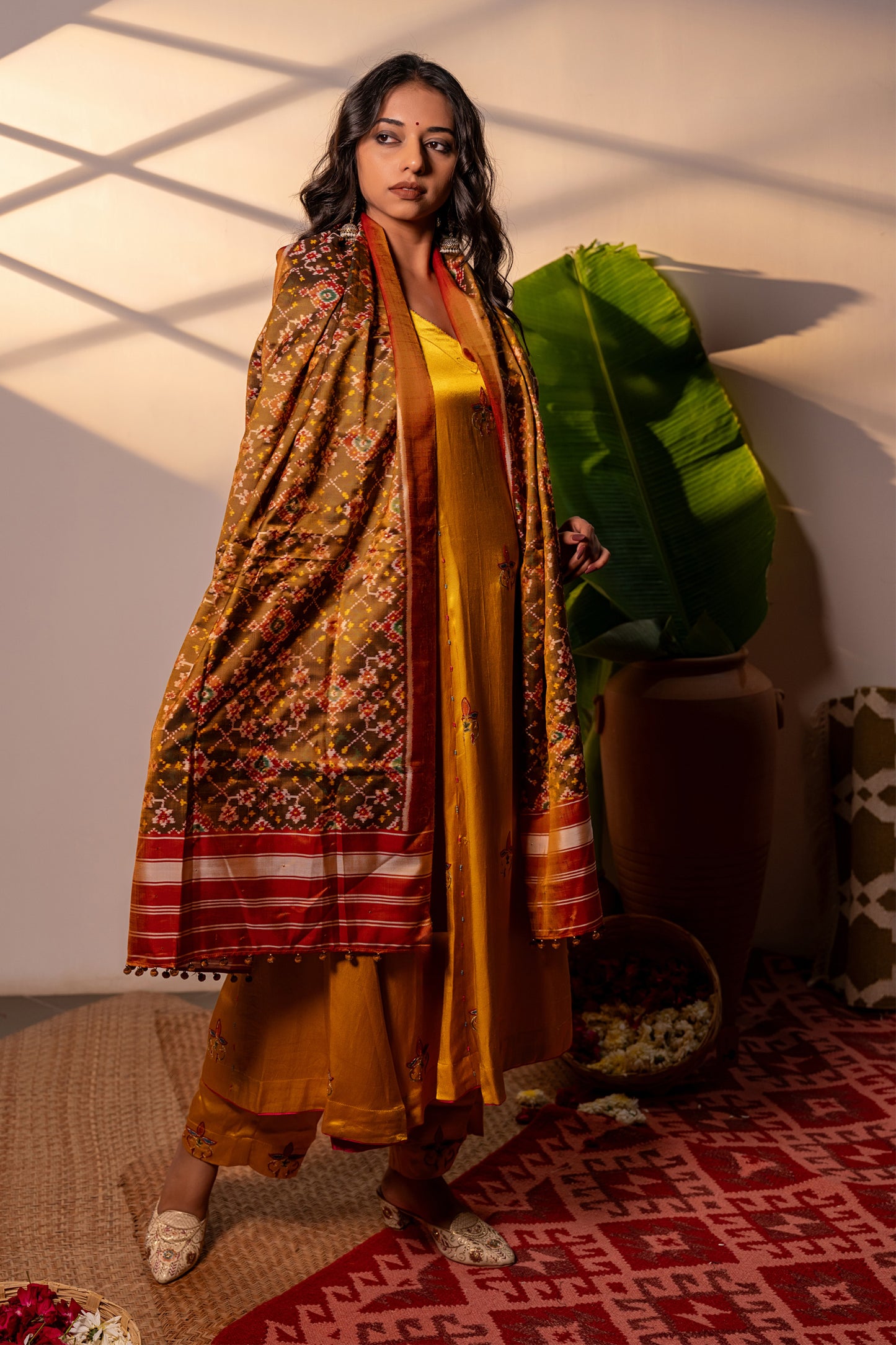 Gorgeous Handwoven Rust Silk Stole