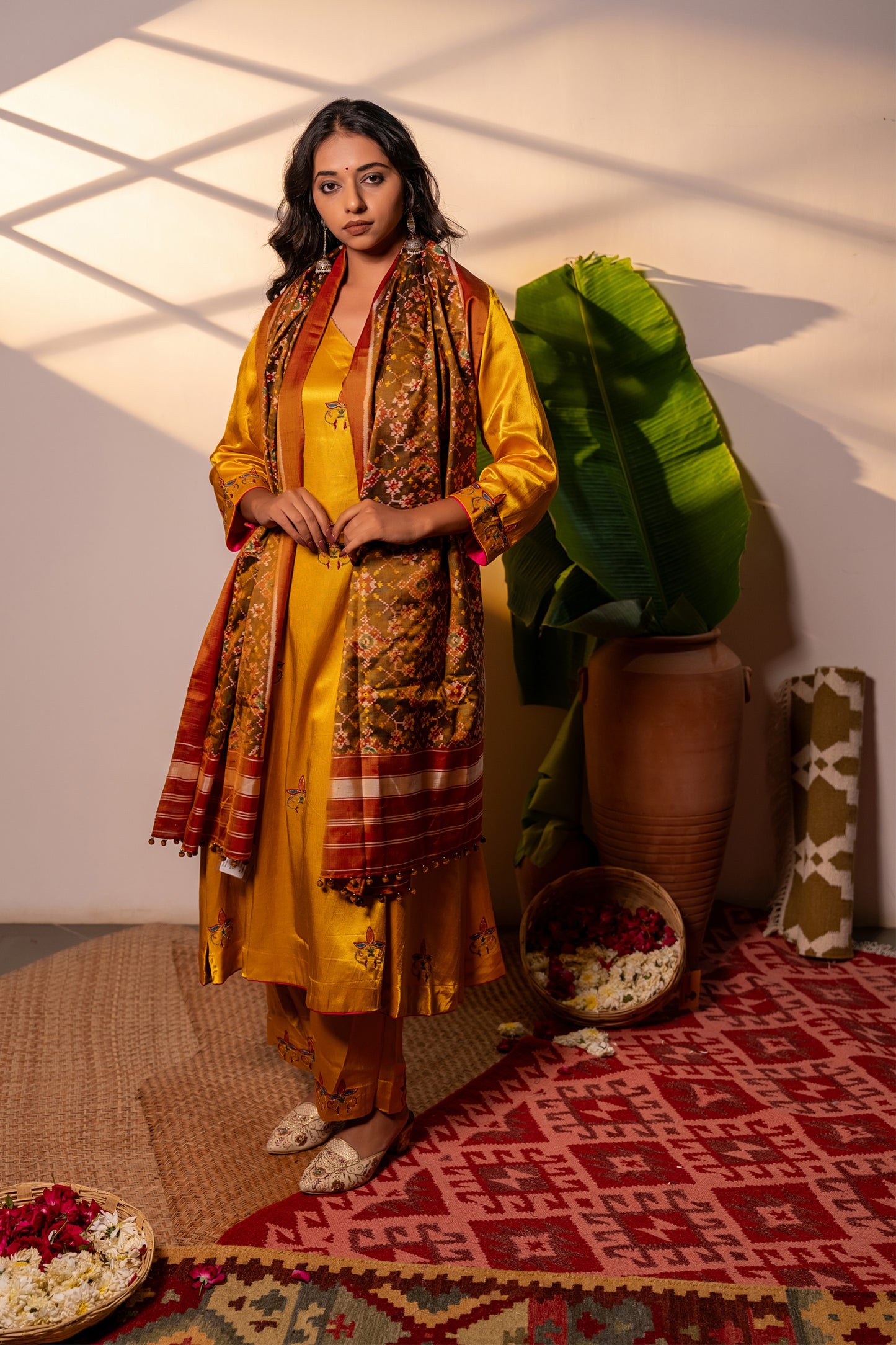 Gorgeous Handwoven Rust Silk Stole