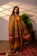 Handwoven Rust Patola Silk Stole – Artisanal Heritage Design