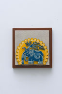 3D Gaja 7x7 Madhubani Handpainted Decorative Wall Frame
