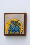 3D Gaja 7x7 Madhubani Handpainted Decorative Wall Frame
